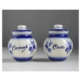 Набор для специй "Соль и сахар", роспись, 2 предмета 0.45 л