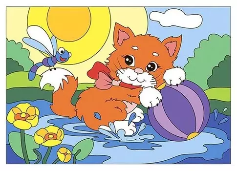 Набор для творчества картина по номерам радостный котенок, ркн-034