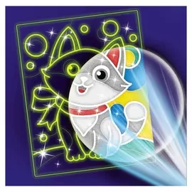 Набор для творчества. лунная фреска «Самый милый кот», светящийся песок + блёстки