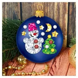 Набор для творчества. набор для декорирования ёлочного шара «Снеговичок», шар синий, фольга + стразы