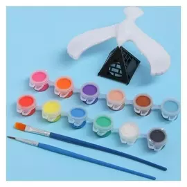 Набор для творчества "Раскрась птичку", набор 2 шт, краска 12 цветов, кисть, подставка