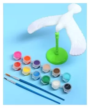 Набор для творчества "Раскрась сокола", краска 12 цветов, кисть, подставка