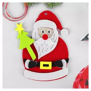 Набор для творчества - создай ёлочное украшение из фетра «Дед мороз с ёлкой»