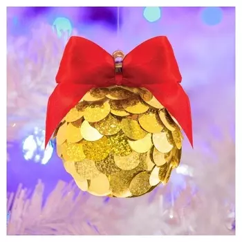 Набор для творчества. создание новогоднего шара с пайетками, золотой