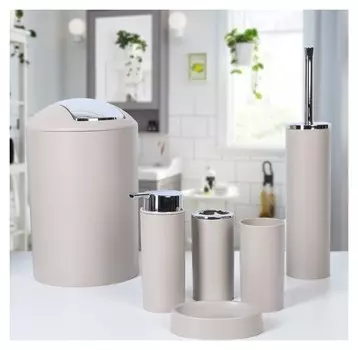 Набор для ванной, 6 предметов "Сильва", цвет серый