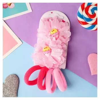 Набор для волос "Дана" (4 резинки, 2 зажима) сладости, 7х6 см, розовый