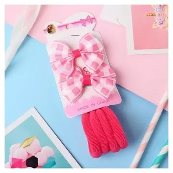 Набор для волос "Грета" (4 резинки, 2 зажима) клеточка