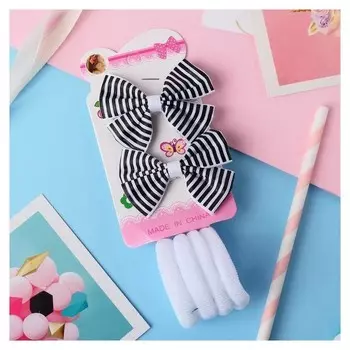 Набор для волос "Грета" (4 резинки, 2 зажима) полоски