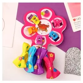 Набор для волос "Карусель" (5 крабов, 4 резинки) бантики в цветочках