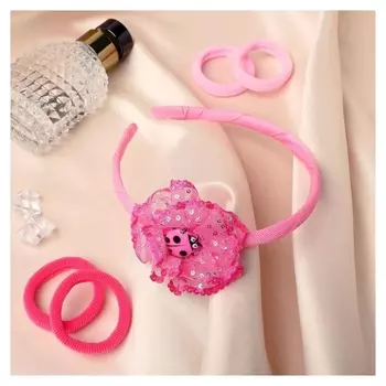 Набор для волос "Лада" (Ободок, 4 резинки) божья коровка, розовый