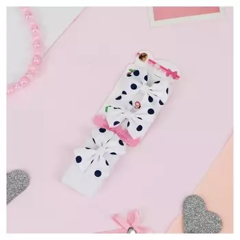 Набор для волос "Лада" (Повязка, 2 зажима) горошек крупный, белый