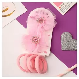 Набор для волос "Очаровашка" (2 зажима, 4 резинки) королевский цветок