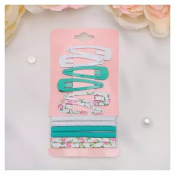 Набор для волос "Прима" (6 резинок, 6 невидимок) розовые цветы