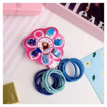 Набор для волос "Ромашка" синяя (6 крабов, 12 резинок)