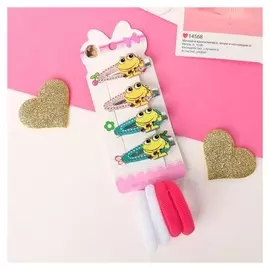 Набор для волос "Славные лягушата" (4 резинки, 4 невидимки)