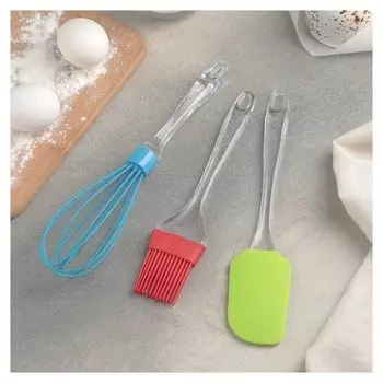 Набор для выпечки «Лёд. макси», 3 предмета: лопатка 24 см, кисть 22 см, венчик 26 см