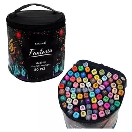 Набор двусторонних маркеров для скетчинга Mazari Fantasia, 80 цветов