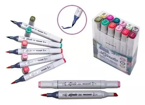 Набор двусторонних маркеров для скетчинга Mazari Lindo Flowers Colors (Цветочная гамма), 12 цветов