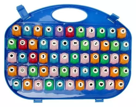 Набор фигурных дыроколов в сундуке D=1 см, 58 шт