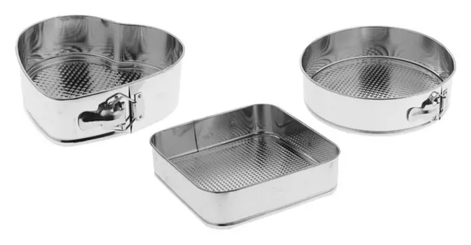 Набор форм для выпечки со съемным дном "Квадрат, сердце, круг", 3 шт: D=21 см, 25 см, 26 см