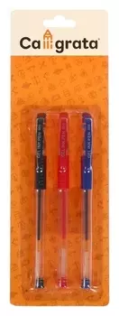 Набор гелевых ручек, 3 цвета: красный, синий, чёрный, 0.5 мм