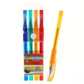 Набор гелевых ручек, 4 цвета, металлик, с блёстками, с резиновым держателем