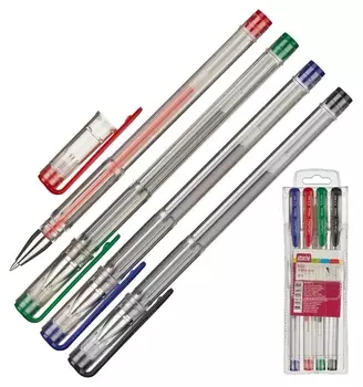Набор гелевых ручек 4цв., 0,5мм, без манж.