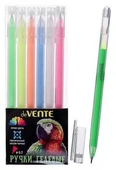 Набор гелевых ручек 6 цветов Pastel, Devente Kilometrico, подходят для рисования на черной бумаге, увеличенный объём чернил, длина 1200 м, 0.7 мм, одноразовые, в пластиковой упаковке с подвесом