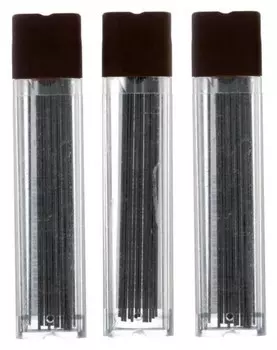 Набор грифелей для механических карандашей 3 чёрных футляра 12шт/футляр