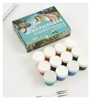 Набор художественной акриловой краски 12 цветов 17 мл Artlavka