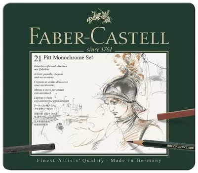 Набор художественный Faber-castell "Pitt Monochrome", 21 предмет, металлическая коробка