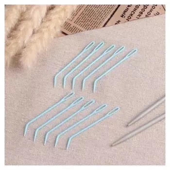 Набор игл для вязания, 7 см, 10 шт, цвет голубой