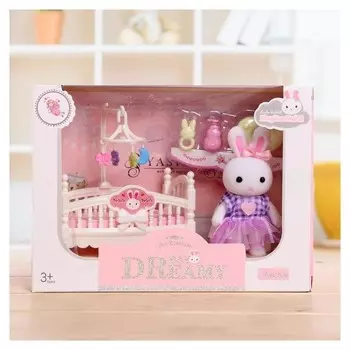 Набор игровой «Зайчик» с кроваткой, с аксессуарами