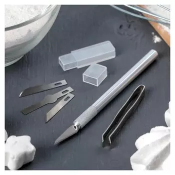 Набор инструментов для украшения кондитерских изделий: держатель, 4 насадки, щипцы