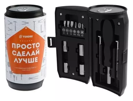 Набор инструментов Tundra, подарочный пластиковый кейс "Банка", 13 предметов