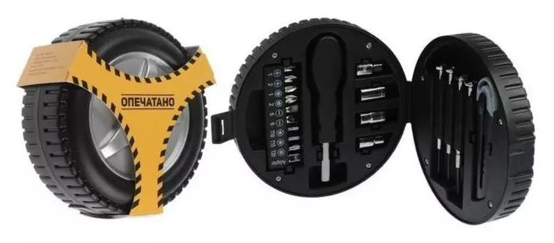 Набор инструментов Tundra, подарочный пластиковый кейс "Колесо", 20 предметов