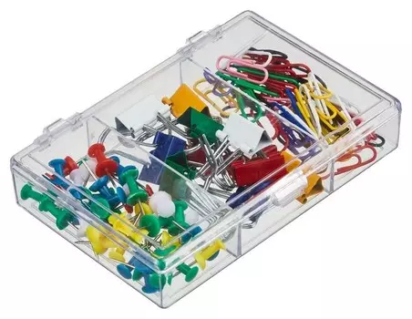 Набор канцелярский Attache 3 отд. (Кноп, зажим 19 мм, скреп 28 мм)