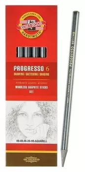 Набор карандашей цельнографитовых разной твердости Progresso 8b-hb