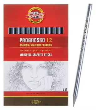 Набор карандашей цельнографитовых в лаке Koh-i-noor Progresso 8911, 8В, 12 штук в наборе