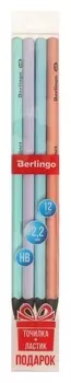 Набор карандашей ч/г 12штberlingo "Instinct" HB, с ласт, черн дер, трехрг, точилка 299417