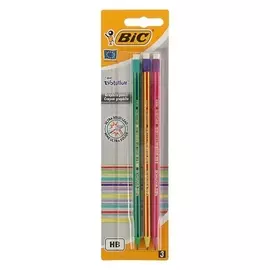 Набор карандашей чернографитных 3 штуки BIC Evolution НВ полоски с ластиком