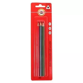 Набор карандашей чернографитных разной твердости 3 штуки Koh-i-noor Triograph 1802 B-h, 3 штуки, блистер