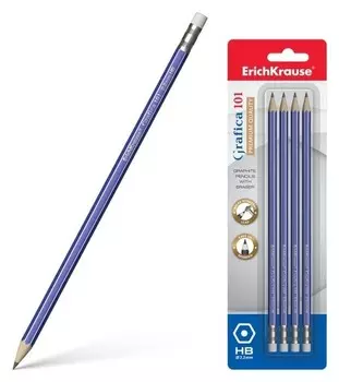 Набор карандашей чернографитных с ластиком Grafica HB