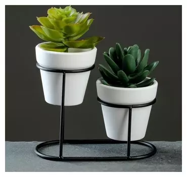 Набор кашпо "Дуэт" белое, на подставке 12,5*11см