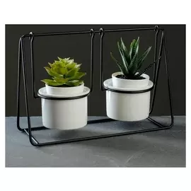 Набор кашпо на подставке "Качели" черн 16,5*12,5*8см