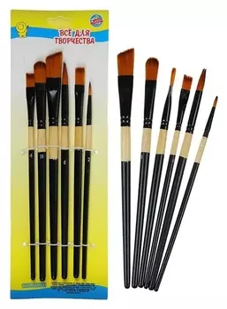 Набор кистей нейлон 6 штук