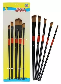 Набор кистей нейлон плоские скошенные 5 штук