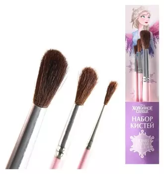 Набор кистей пони 3шт холодное сердце (№2,5,8) цветные ручки