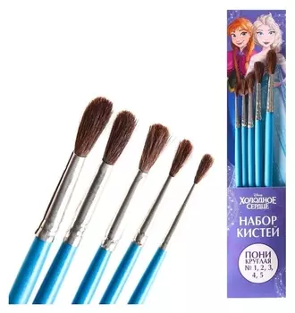 Набор кистей пони 5шт (№1,2,3.4,5), холодное сердце