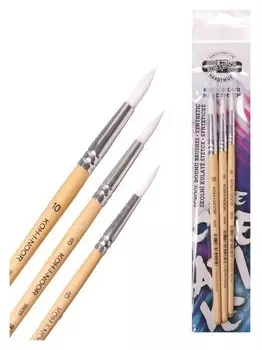 Набор кистей синтетика 3шт Koh-i-noor №6,8,10, круглые, блистер